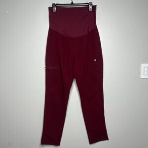 FIGS Maternity Scrub Pants Sz S Straight Technical Collection Maroon Burgundy